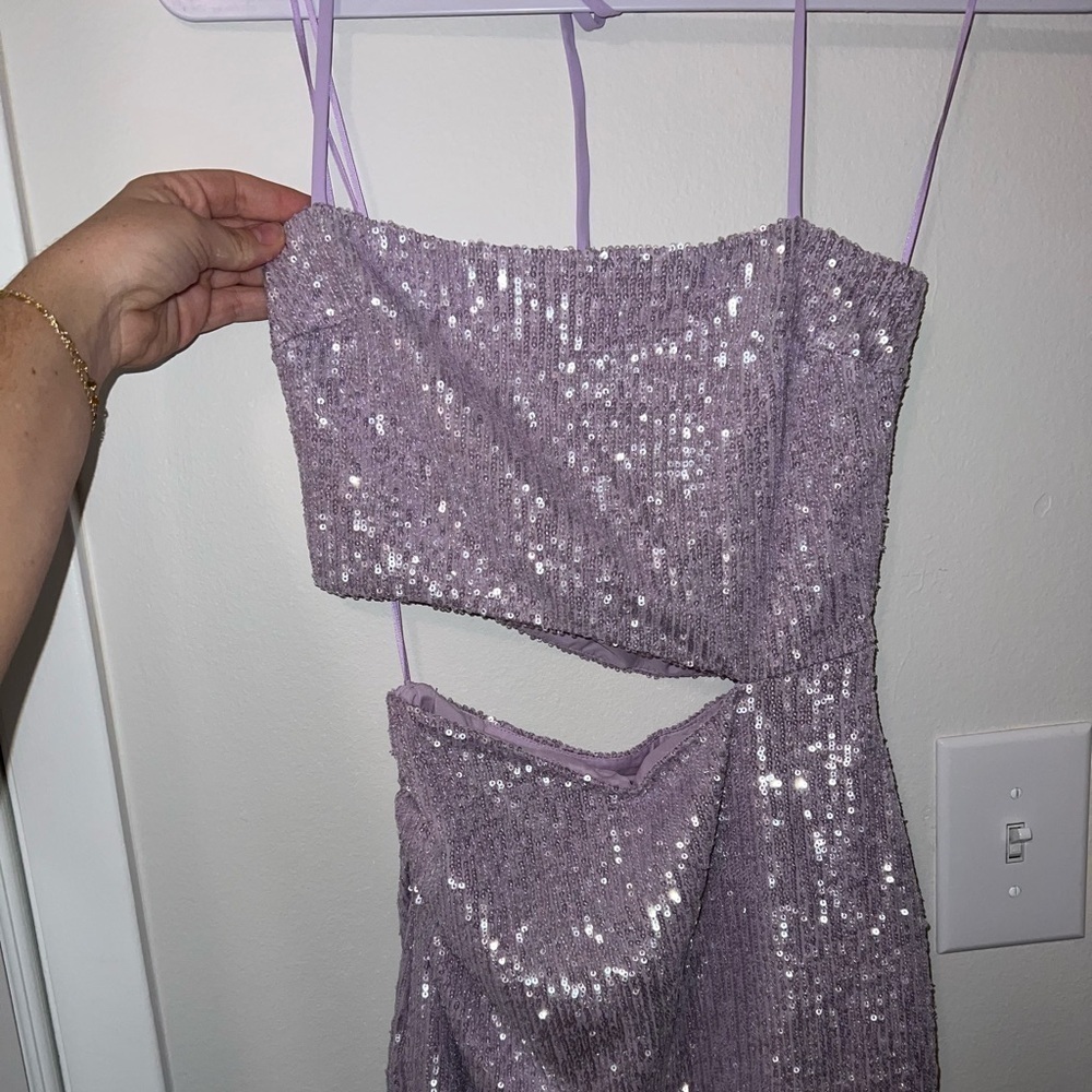 NWOT Amanda Uprichard $246 Brinley Sequin-Embroidered Halterneck dress Size M - Picture 8 of 9